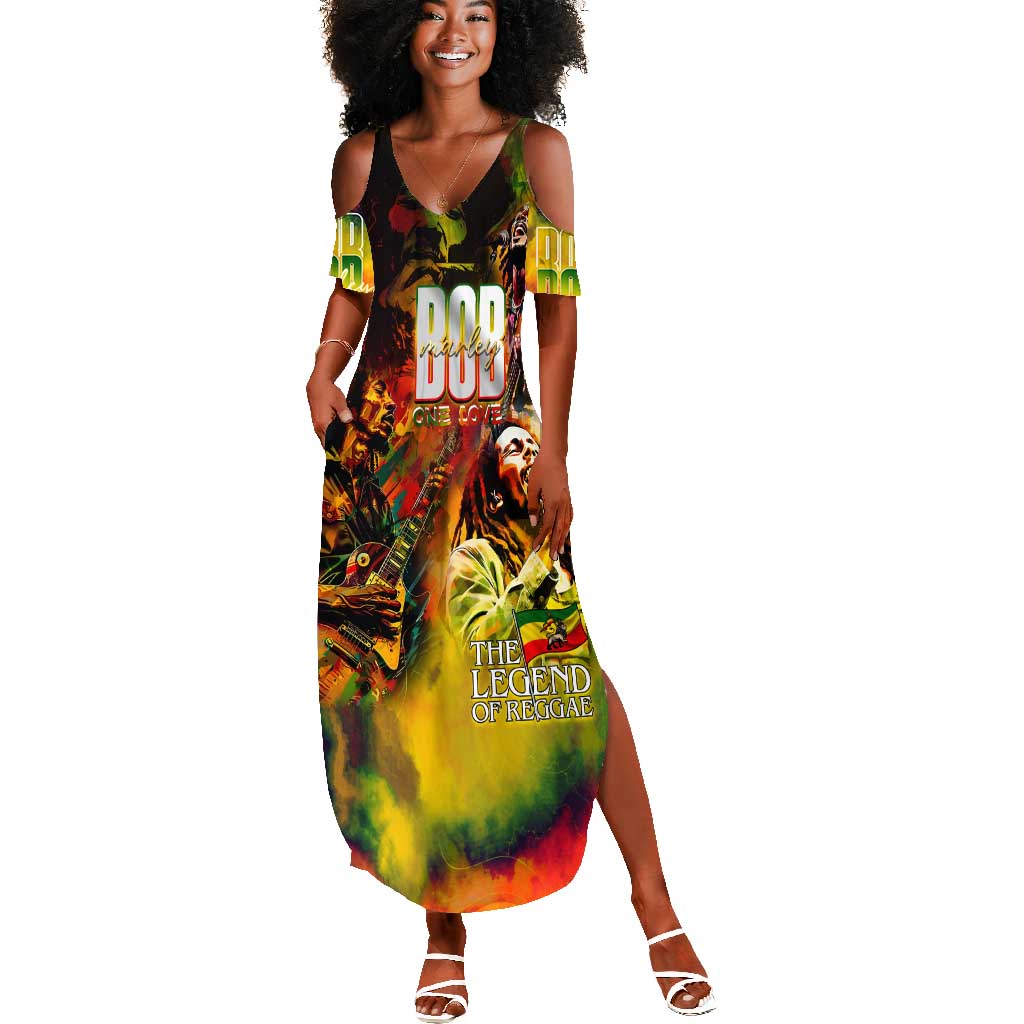 The Legend of Reggae One Love Summer Maxi Dress Bob Colorful Art