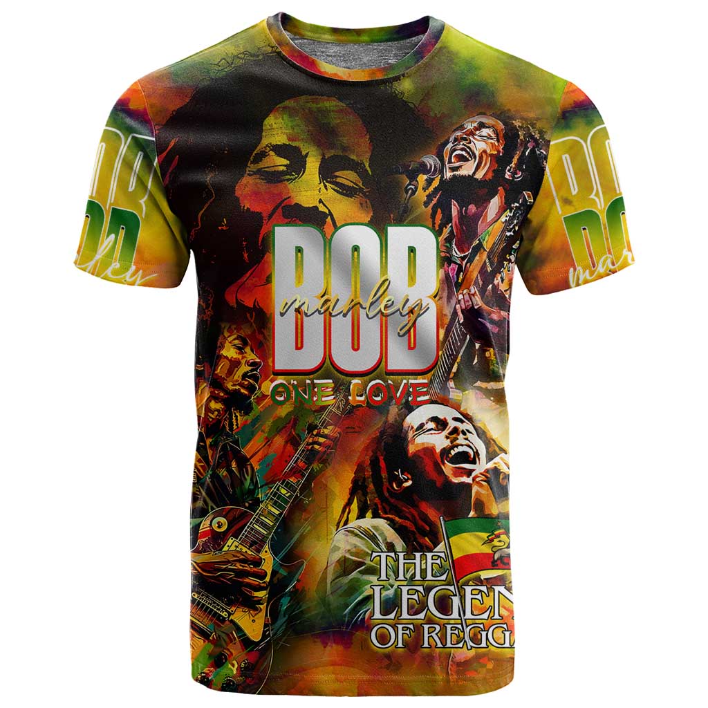 The Legend of Reggae One Love T shirt Bob Colorful Art