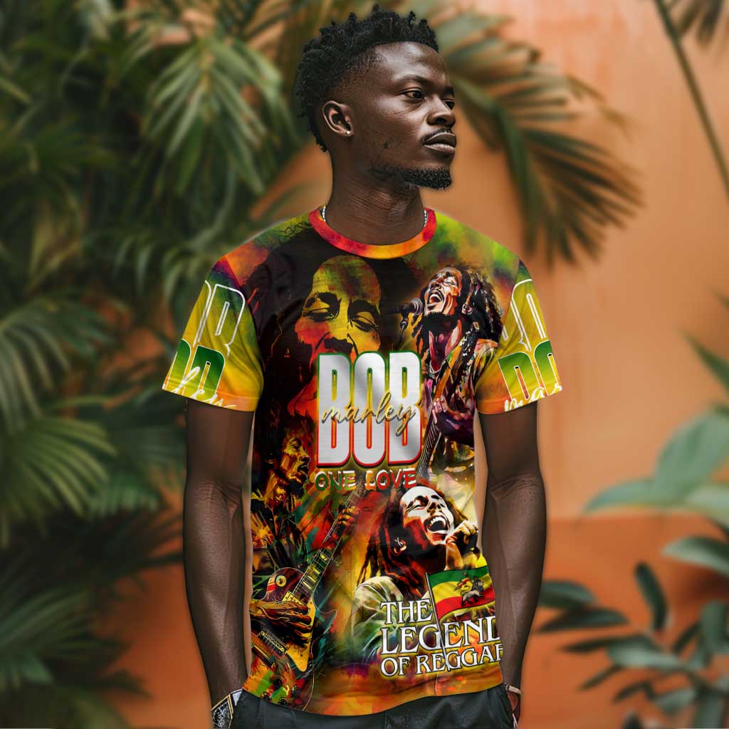 The Legend of Reggae One Love T shirt Bob Colorful Art