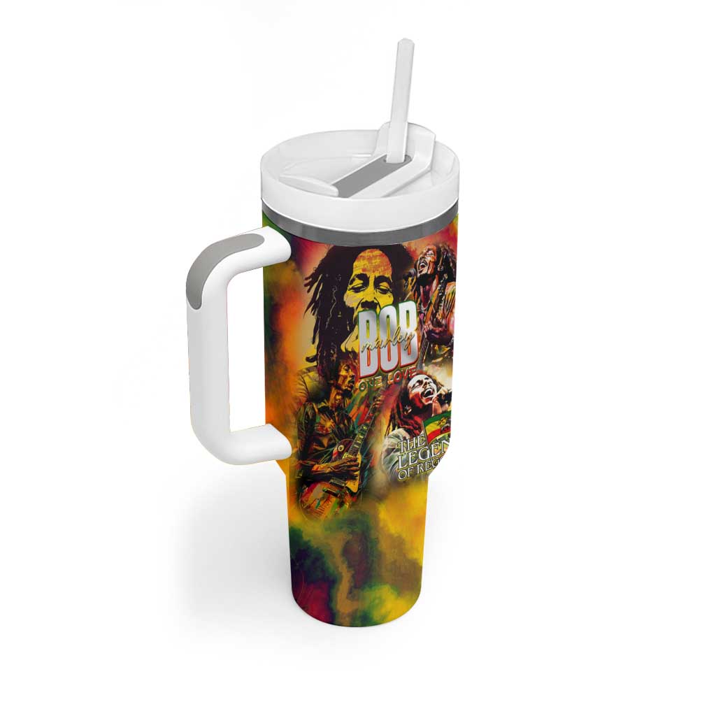 The Legend of Reggae One Love Tumbler With Handle Bob Colorful Art