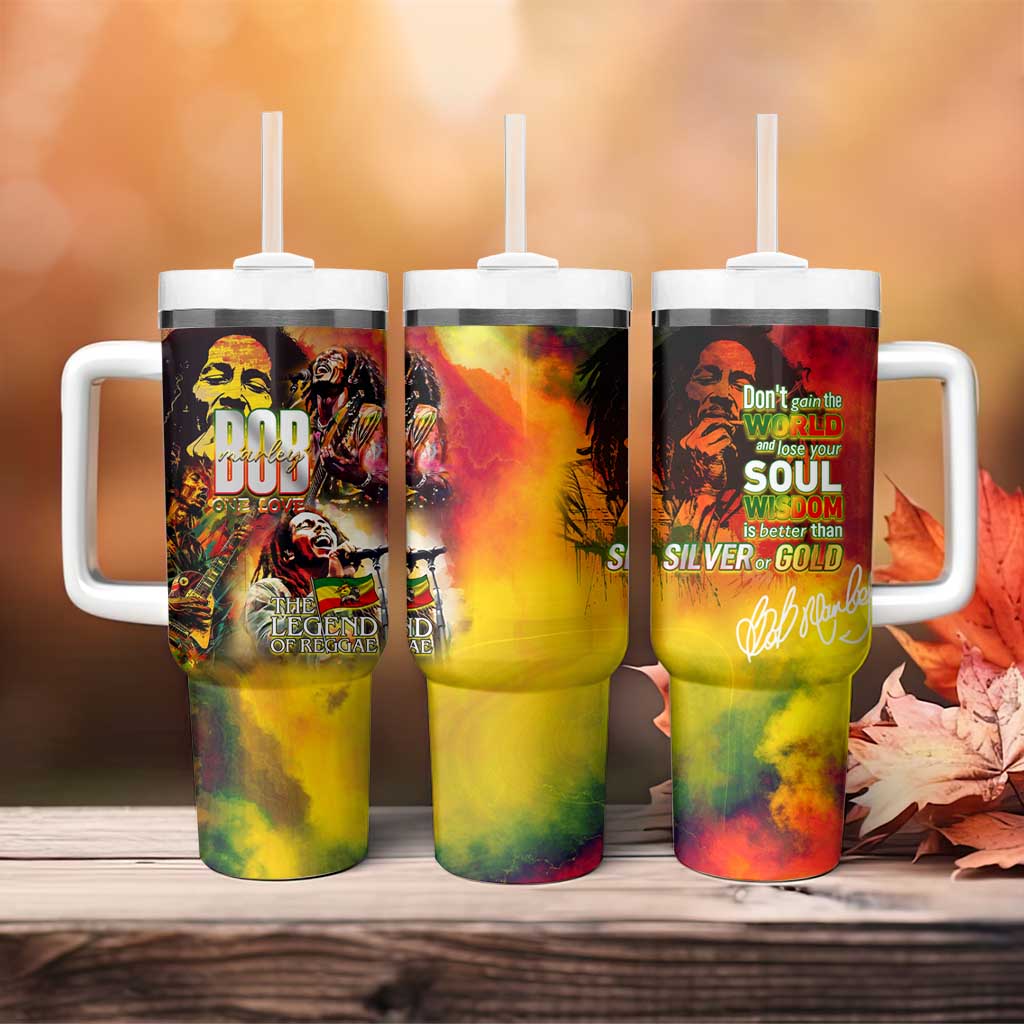 The Legend of Reggae One Love Tumbler With Handle Bob Colorful Art
