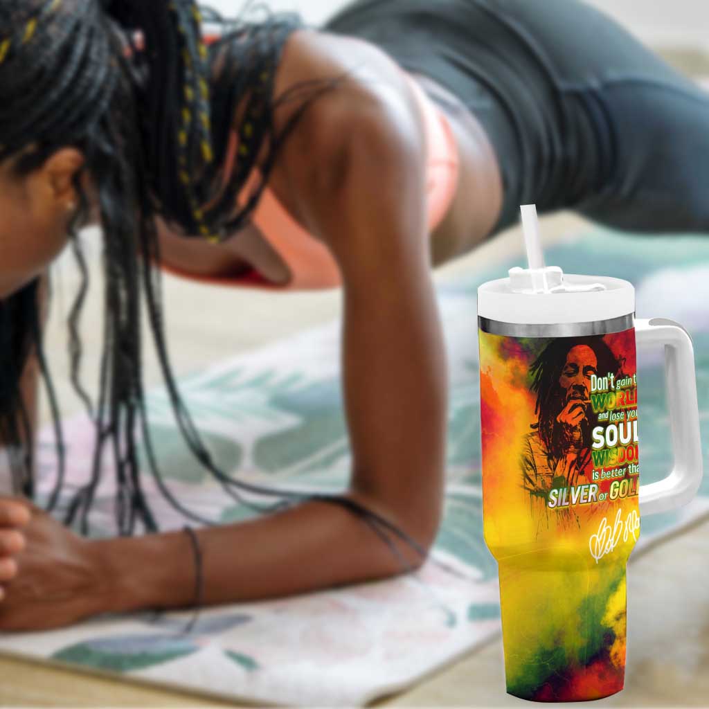 The Legend of Reggae One Love Tumbler With Handle Bob Colorful Art