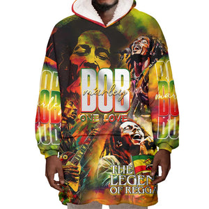 The Legend of Reggae One Love Wearable Blanket Hoodie Bob Colorful Art