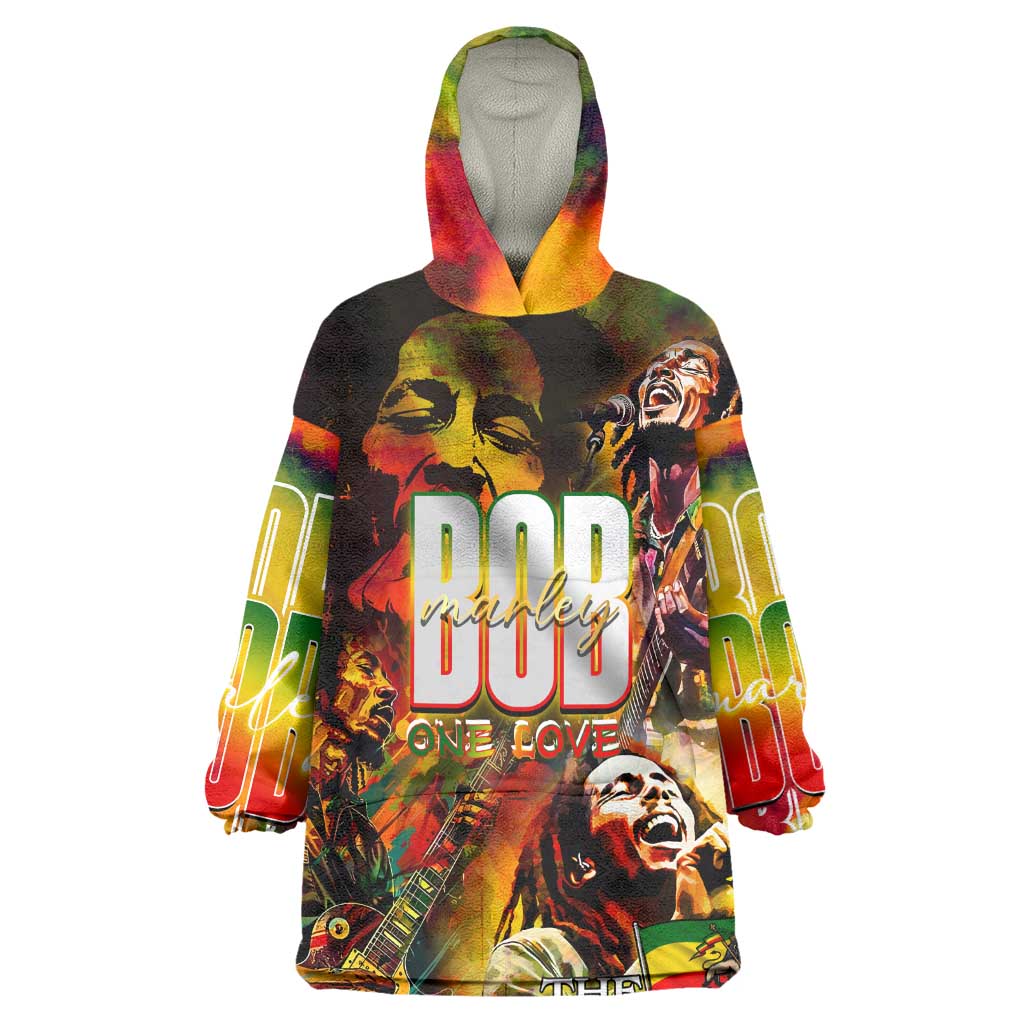 The Legend of Reggae One Love Wearable Blanket Hoodie Bob Colorful Art
