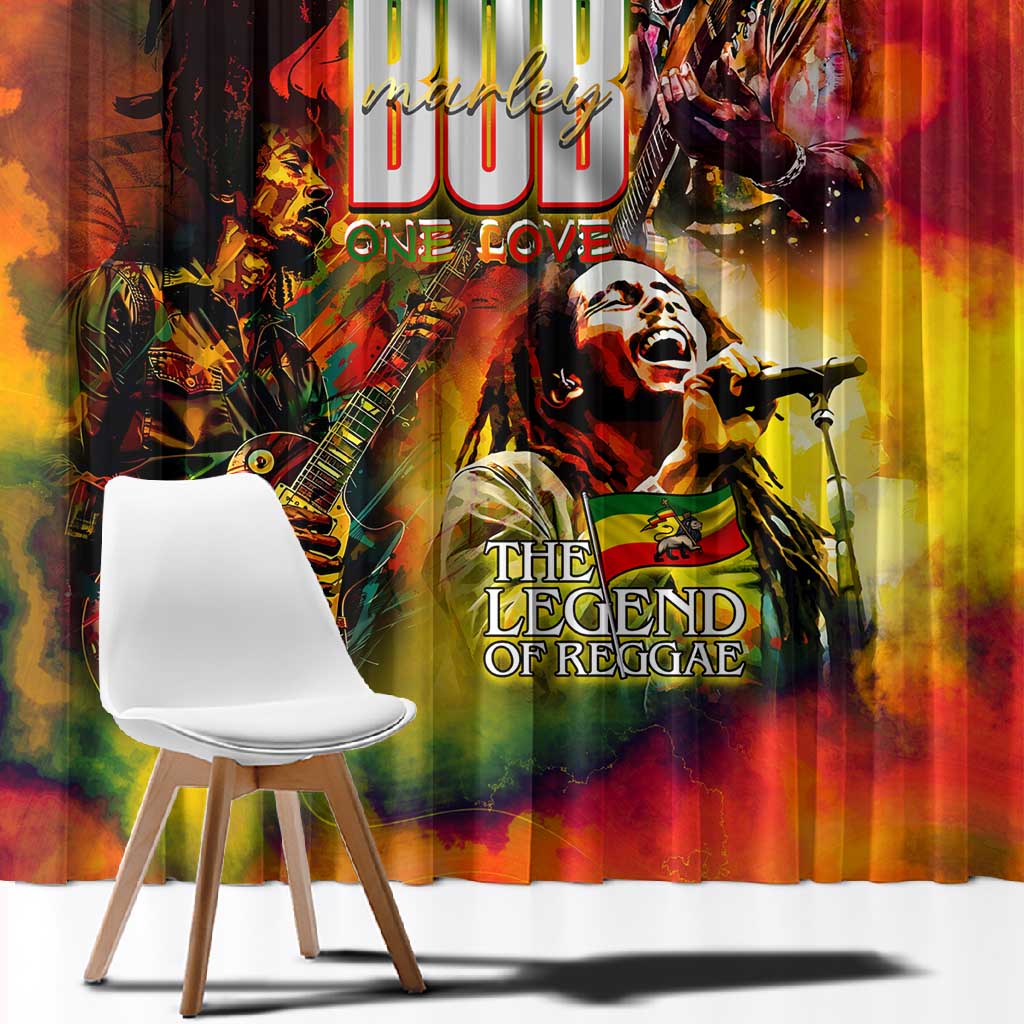 The Legend of Reggae One Love Window Curtain Bob Colorful Art