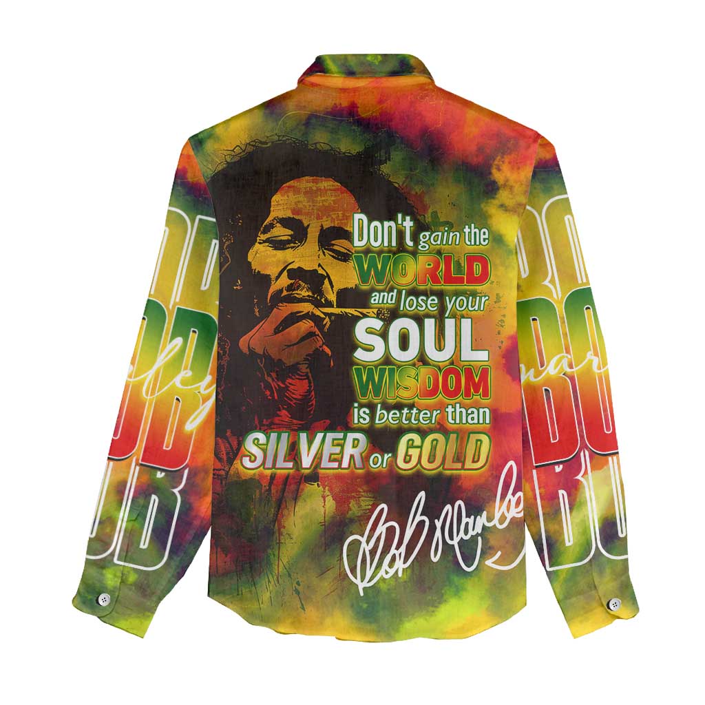 The Legend of Reggae One Love Women Casual Shirt Bob Colorful Art