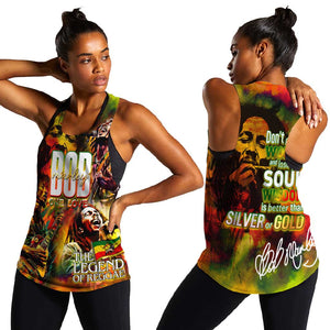 The Legend of Reggae One Love Women Racerback Tank Bob Colorful Art