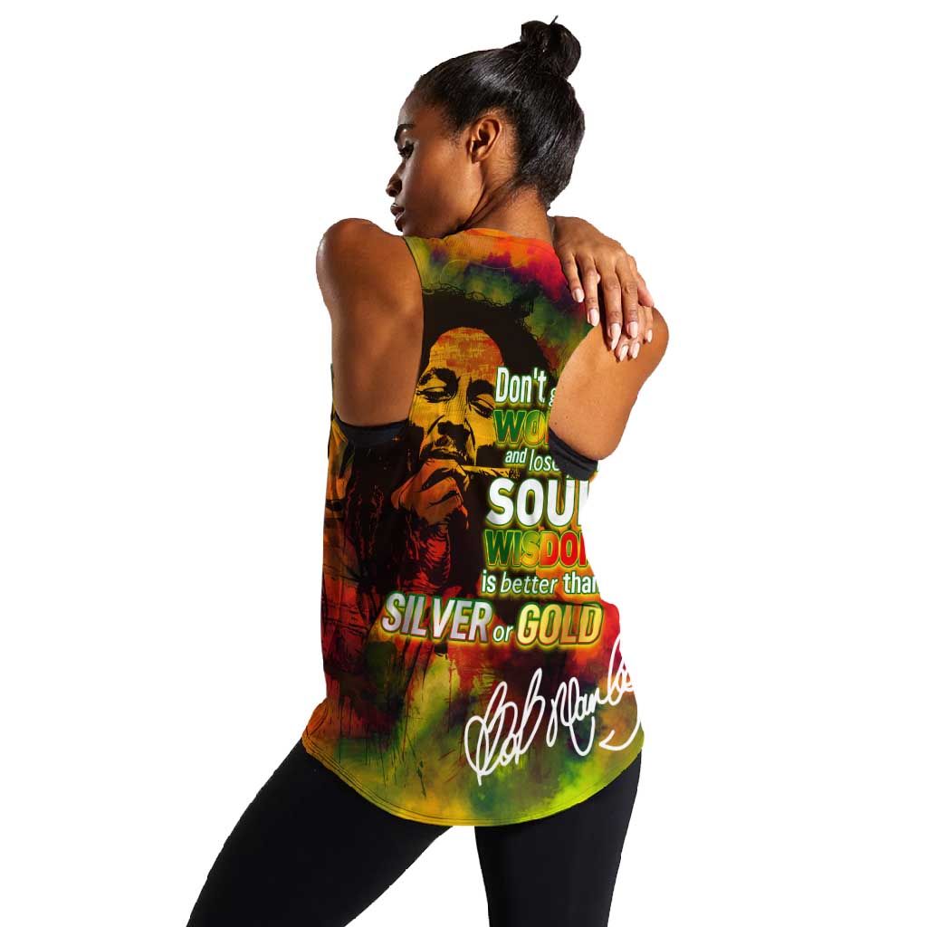 The Legend of Reggae One Love Women Racerback Tank Bob Colorful Art