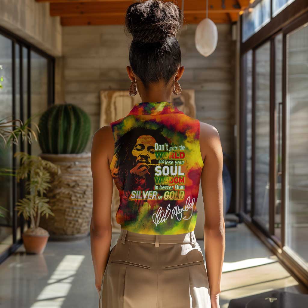 The Legend of Reggae One Love Women Sleeveless Polo Shirt Bob Colorful Art