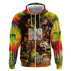 The Legend of Reggae One Love Zip Hoodie Bob Colorful Art
