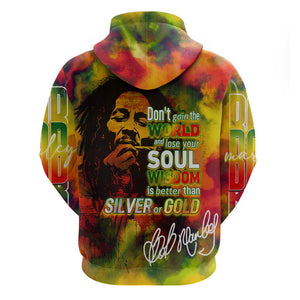 The Legend of Reggae One Love Zip Hoodie Bob Colorful Art