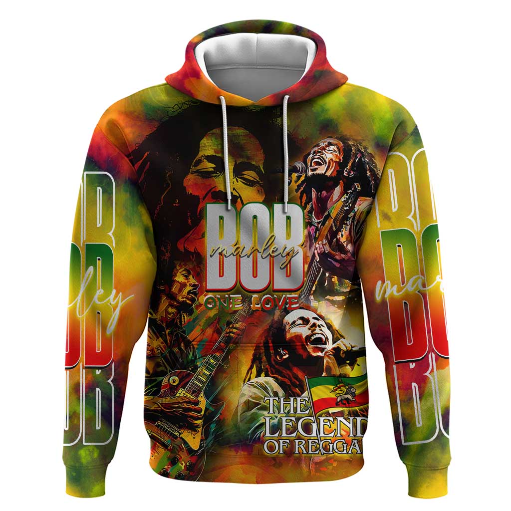The Legend of Reggae One Love Zip Hoodie Bob Colorful Art