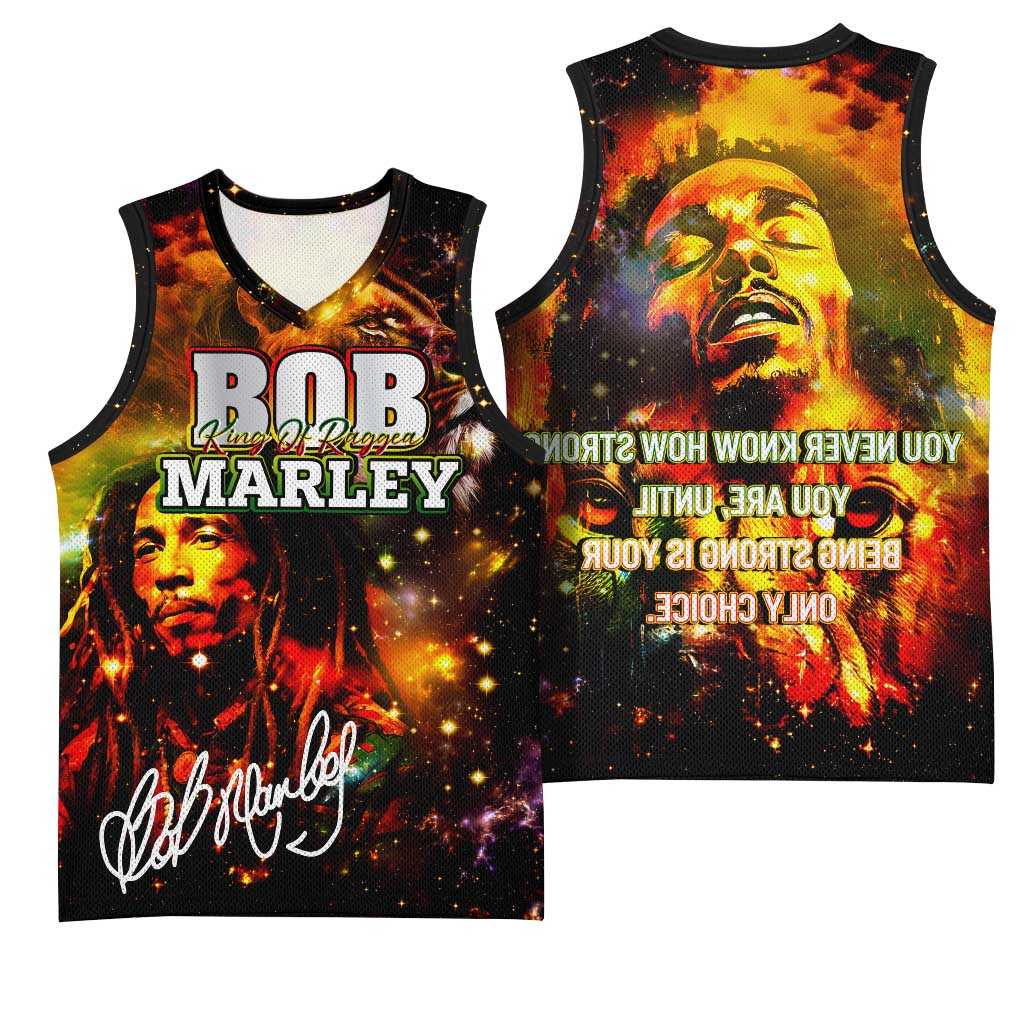 Bob King Of Reggae Rastafari Lion Basketball Jersey You Never Know How Strong You Are - African Pride