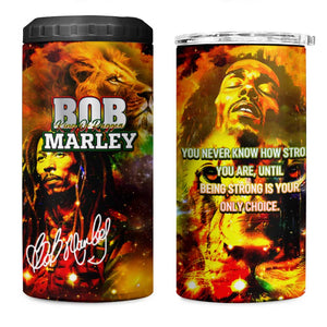 Bob King Of Reggae Rastafari Lion 4 in 1 Can Cooler Tumbler You Never Know How Strong You Are