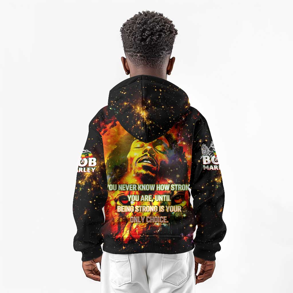 Bob King Of Reggae Rastafari Lion Kid Hoodie You Never Know How Strong You Are