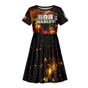 Bob King Of Reggae Rastafari Lion Kid Short Sleeve Dress You Never Know How Strong You Are