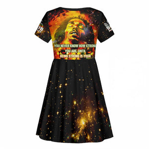 Bob King Of Reggae Rastafari Lion Kid Short Sleeve Dress You Never Know How Strong You Are