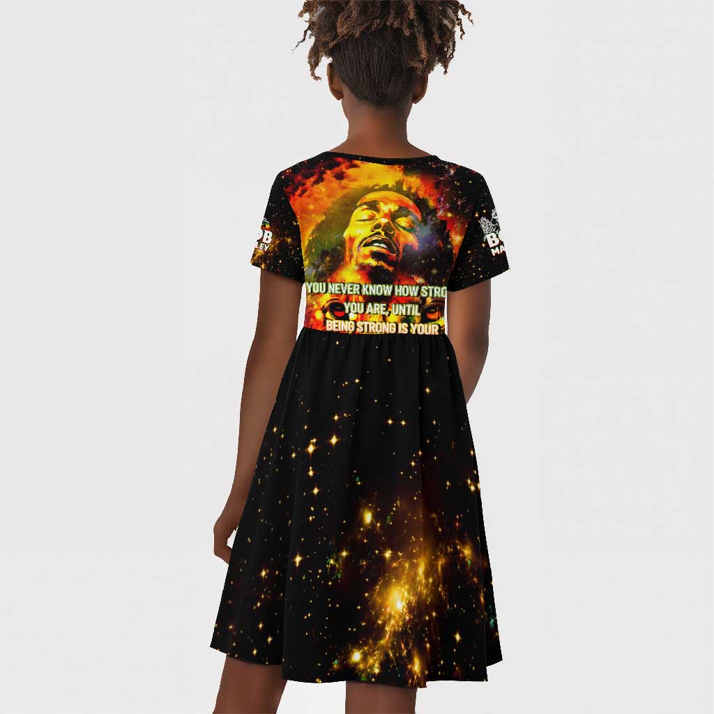 Bob King Of Reggae Rastafari Lion Kid Short Sleeve Dress You Never Know How Strong You Are