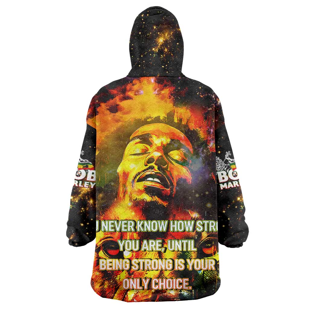 Bob King Of Reggae Rastafari Lion Kid Wearable Blanket Hoodie You Never Know How Strong You Are