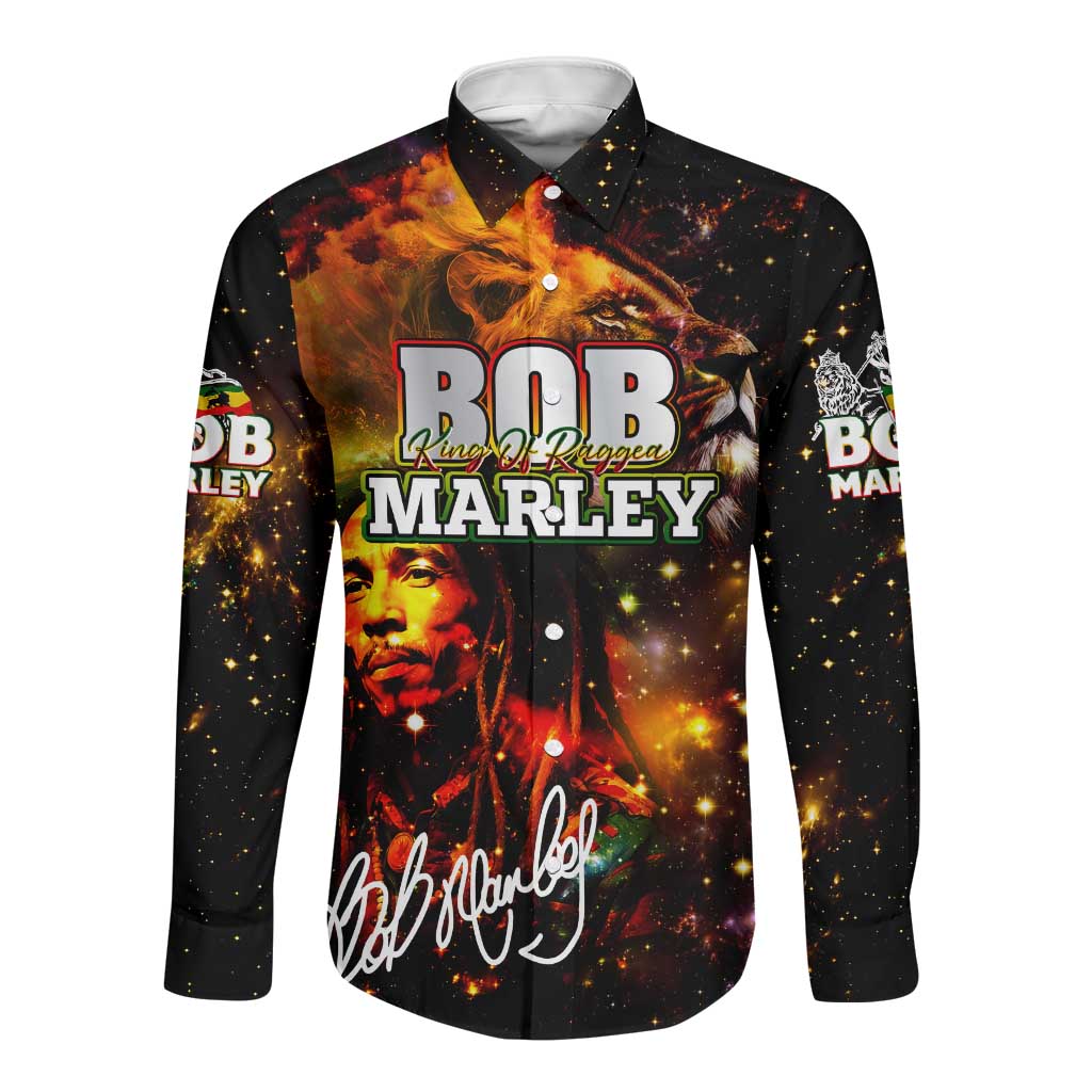 Bob King Of Reggae Rastafari Lion Long Sleeve Button Shirt You Never Know How Strong You Are