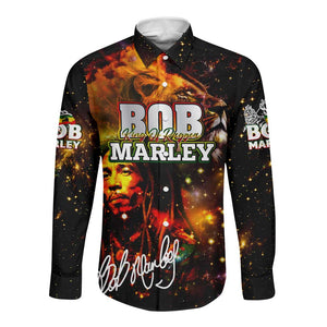 Bob King Of Reggae Rastafari Lion Long Sleeve Button Shirt You Never Know How Strong You Are