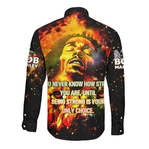 Bob King Of Reggae Rastafari Lion Long Sleeve Button Shirt You Never Know How Strong You Are