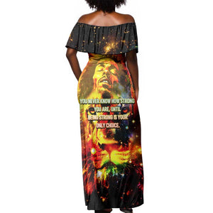 Bob King Of Reggae Rastafari Lion Off Shoulder Maxi Dress You Never Know How Strong You Are