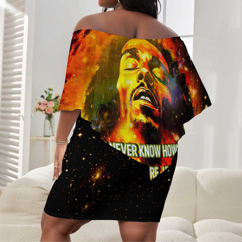 Bob King Of Reggae Rastafari Lion Off Shoulder Short Dress You Never Know How Strong You Are