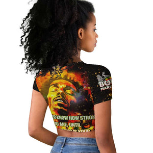 Bob King Of Reggae Rastafari Lion Raglan Cropped T shirt You Never Know How Strong You Are