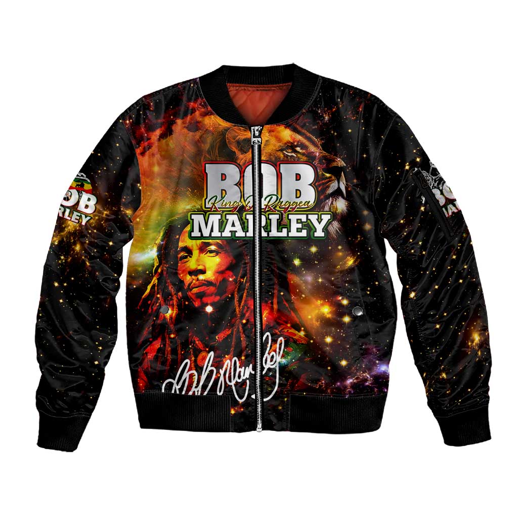 Bob King Of Reggae Rastafari Lion Sleeve Zip Bomber Jacket You Never Know How Strong You Are