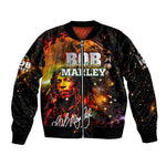 Bob King Of Reggae Rastafari Lion Sleeve Zip Bomber Jacket You Never Know How Strong You Are