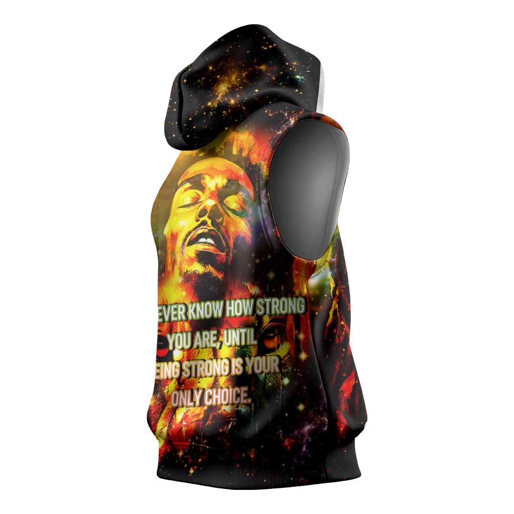 Bob King Of Reggae Rastafari Lion Sleeveless Hoodie You Never Know How Strong You Are - African Pride