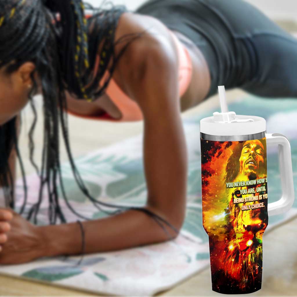Bob King Of Reggae Rastafari Lion Tumbler With Handle You Never Know How Strong You Are