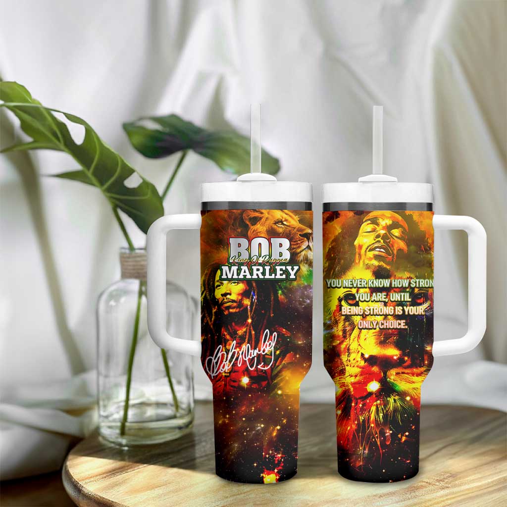 Bob King Of Reggae Rastafari Lion Tumbler With Handle You Never Know How Strong You Are