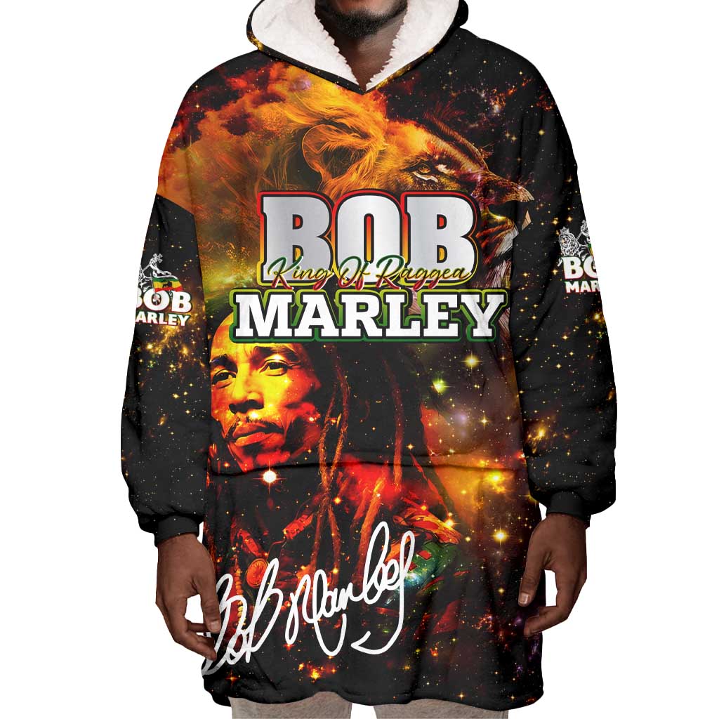 Bob King Of Reggae Rastafari Lion Wearable Blanket Hoodie You Never Know How Strong You Are