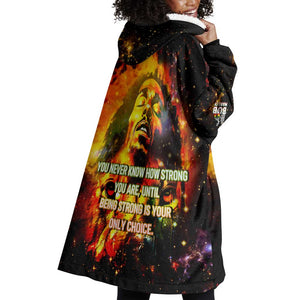 Bob King Of Reggae Rastafari Lion Wearable Blanket Hoodie You Never Know How Strong You Are