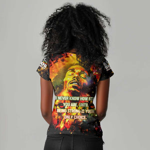 Bob King Of Reggae Rastafari Lion Women V-Neck T-Shirt You Never Know How Strong You Are
