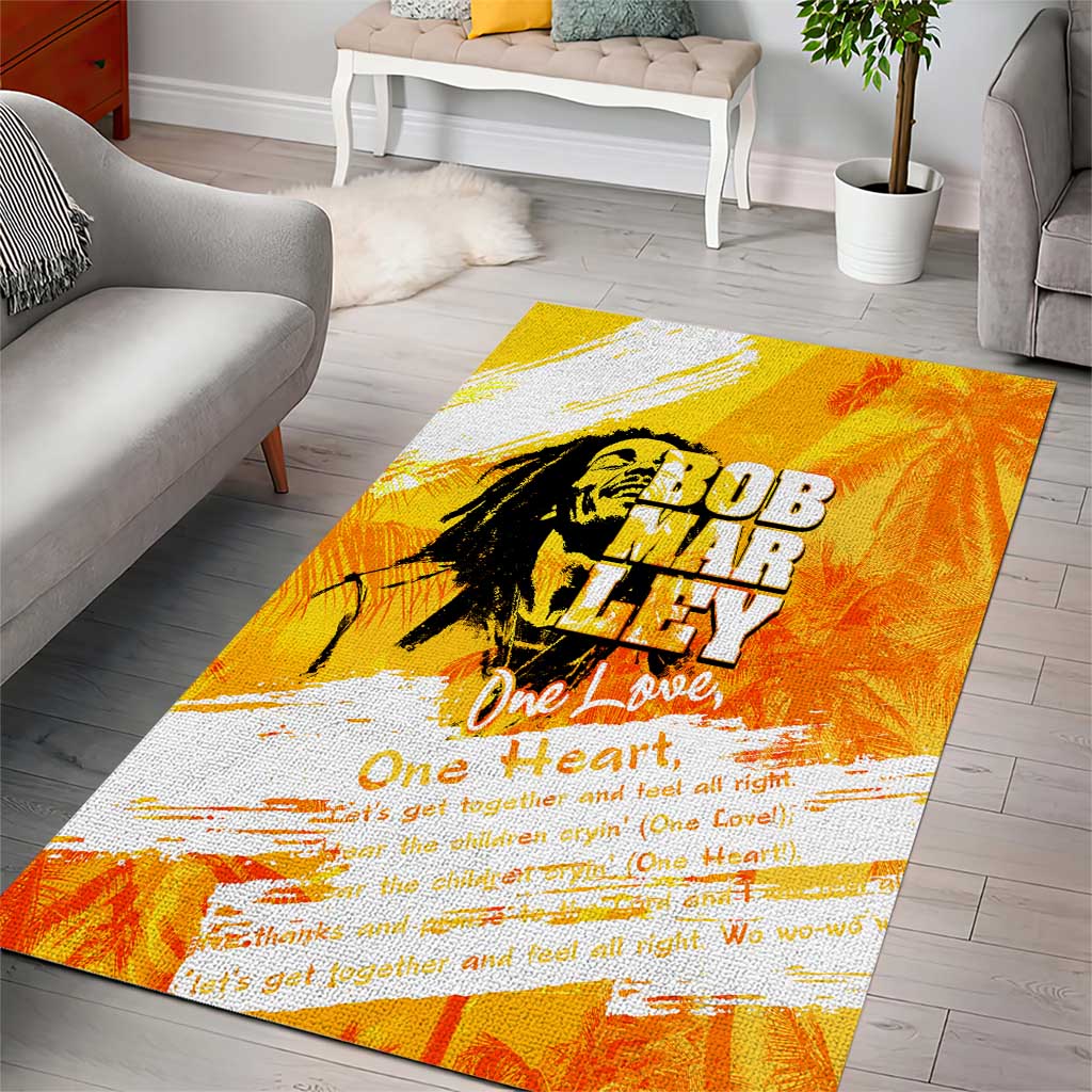Legend Bob Reggae Afro Area Rug One Love One Heart Tropical Leaf