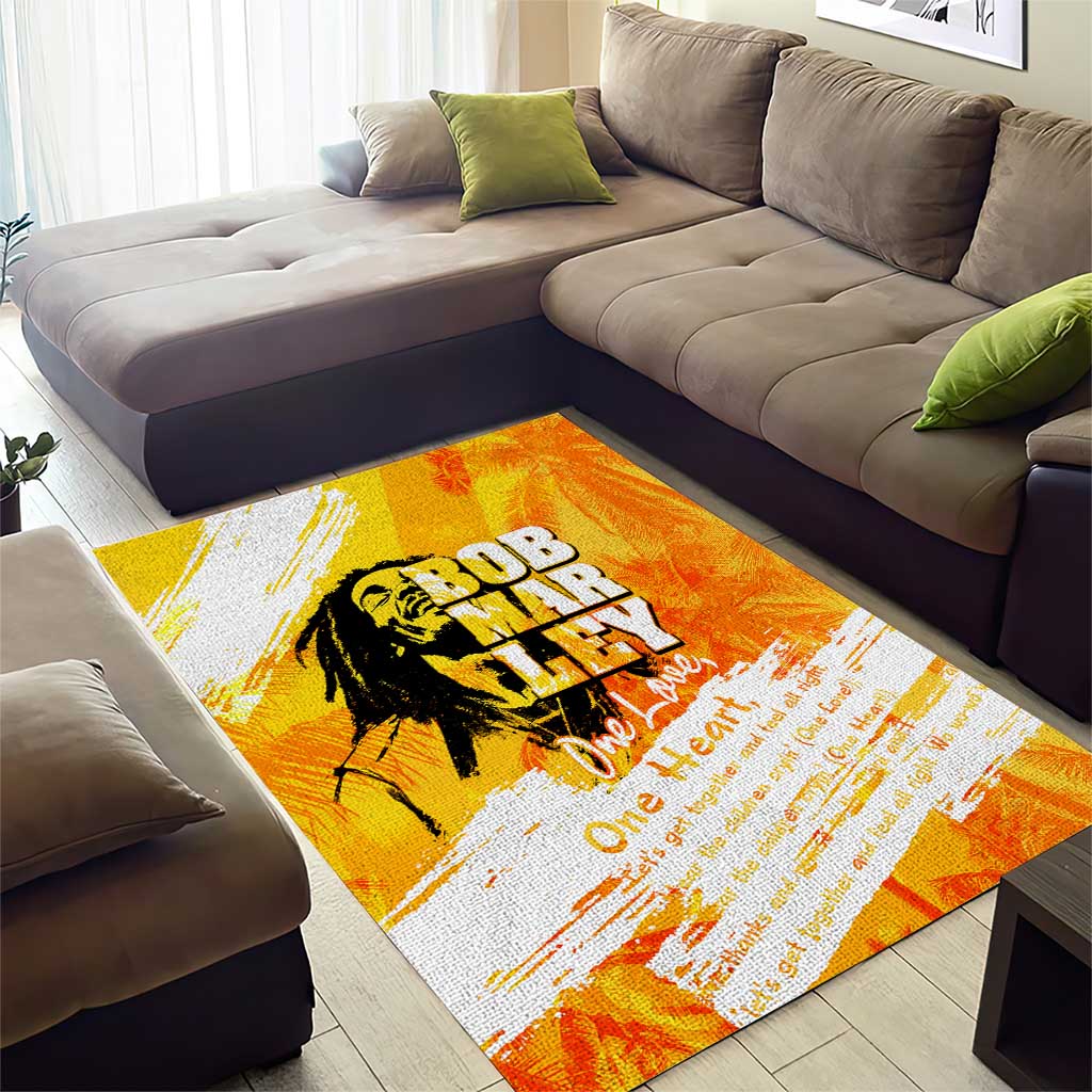 Legend Bob Reggae Afro Area Rug One Love One Heart Tropical Leaf