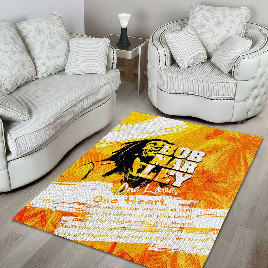 Legend Bob Reggae Afro Area Rug One Love One Heart Tropical Leaf