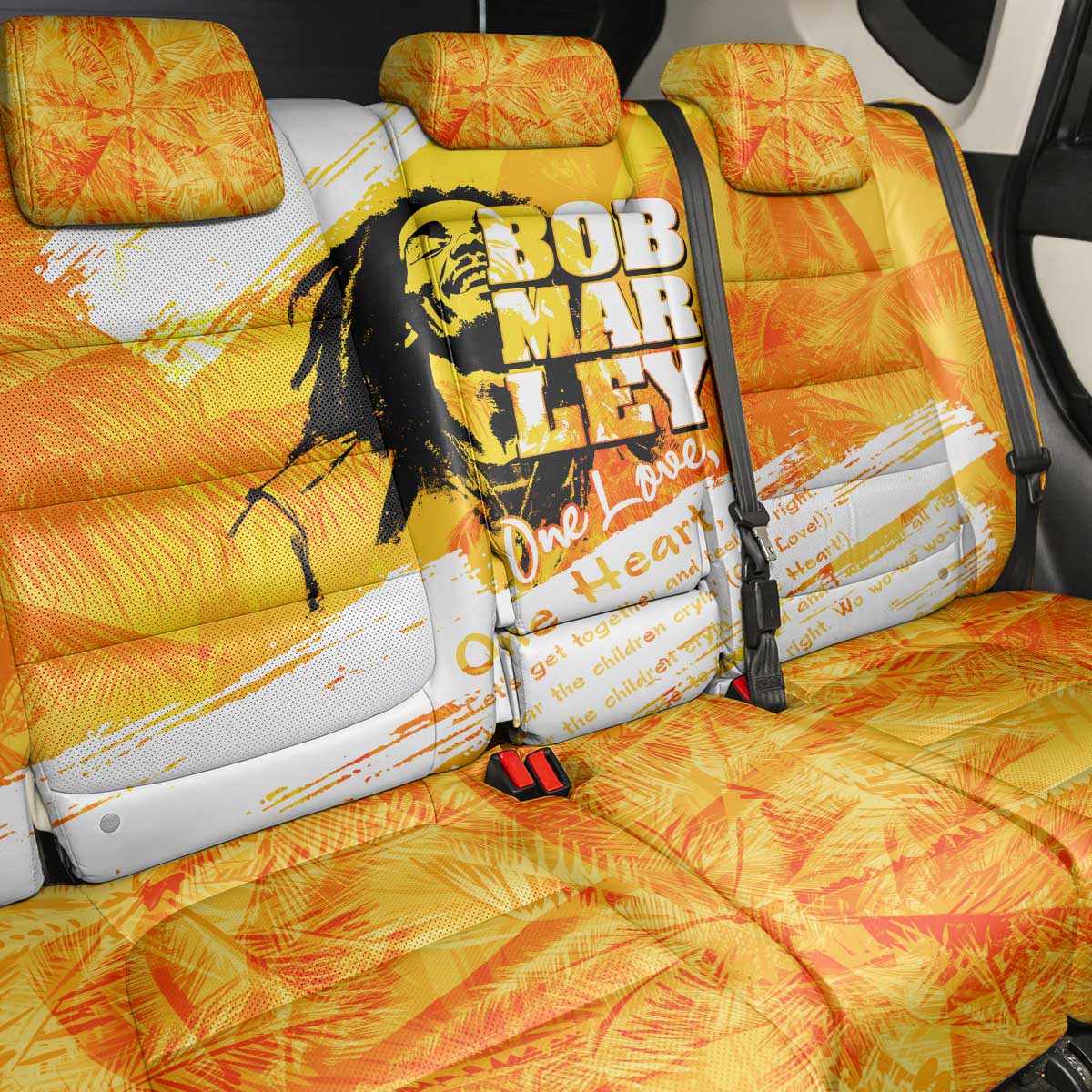 Legend Bob Reggae Afro Back Car Seat Cover One Love One Heart Tropical Leaf