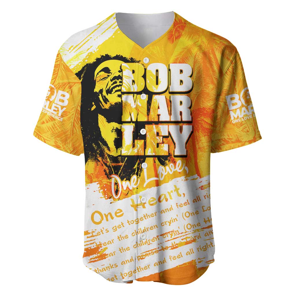 Legend Bob Reggae Afro Baseball Jersey One Love One Heart Tropical Leaf