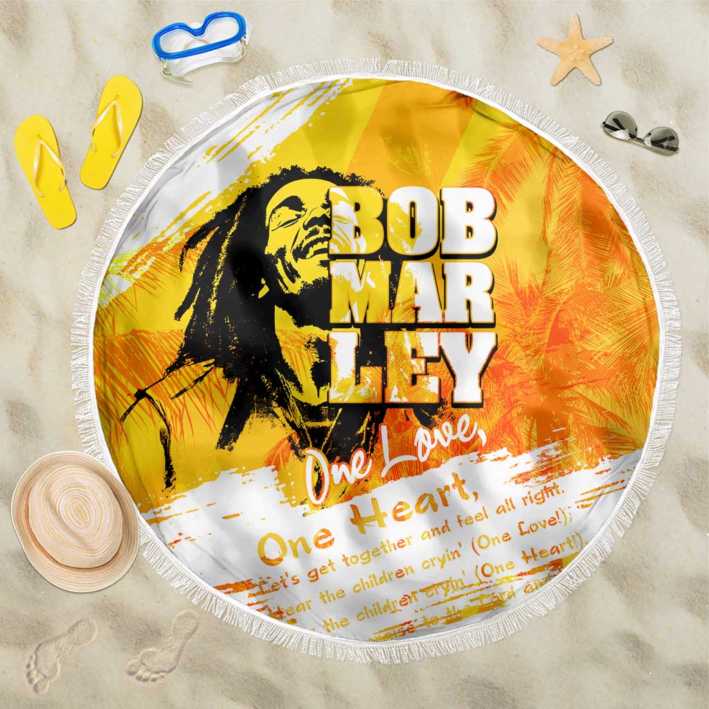 Legend Bob Reggae Afro Beach Blanket One Love One Heart Tropical Leaf