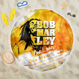 Legend Bob Reggae Afro Beach Blanket One Love One Heart Tropical Leaf