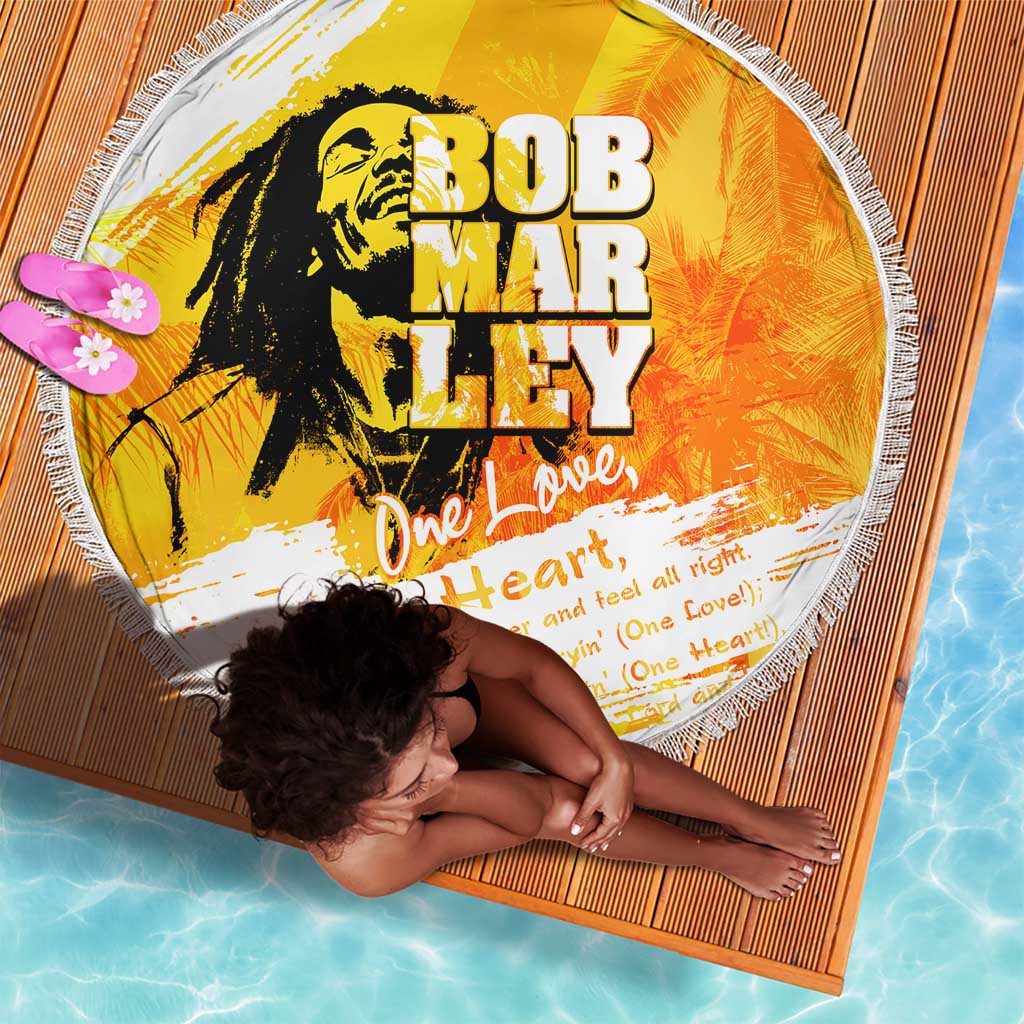 Legend Bob Reggae Afro Beach Blanket One Love One Heart Tropical Leaf