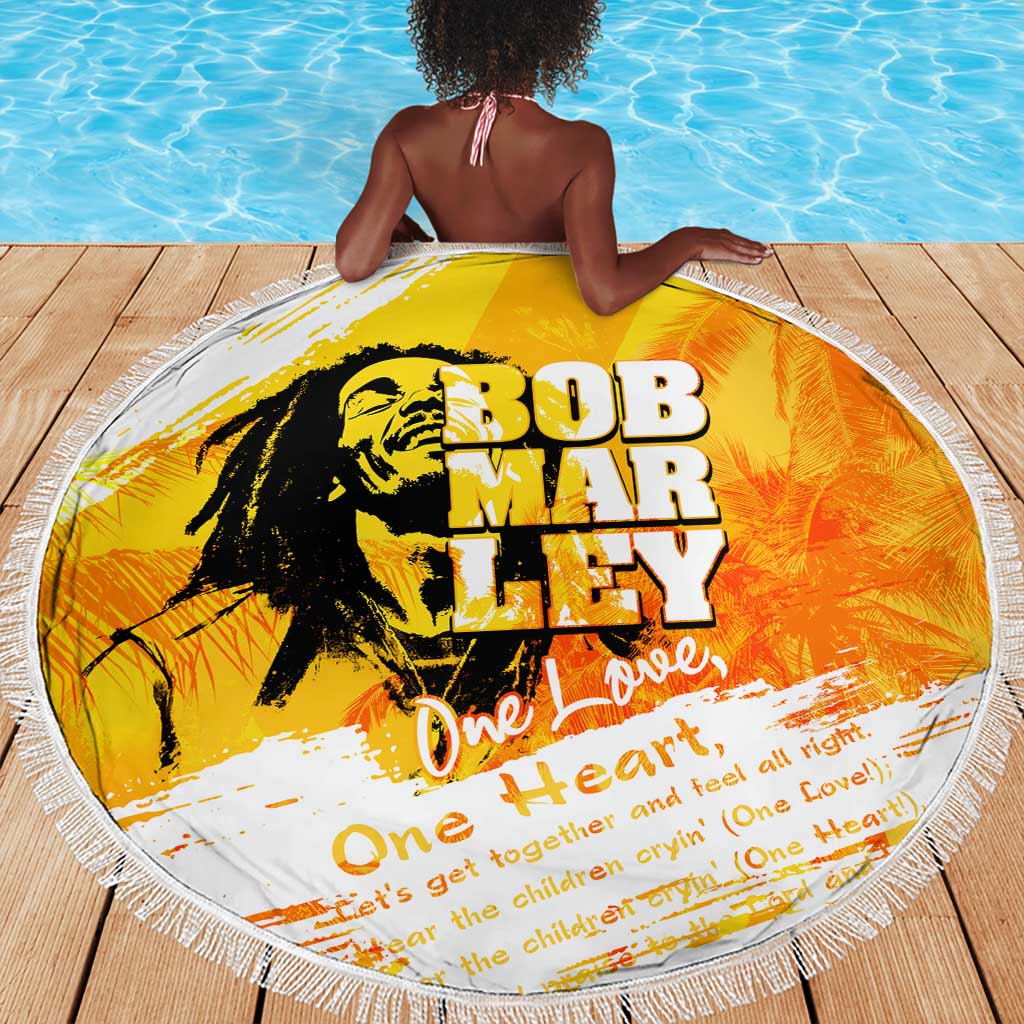 Legend Bob Reggae Afro Beach Blanket One Love One Heart Tropical Leaf