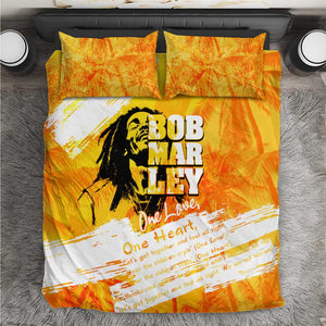 Legend Bob Reggae Afro Bedding Set One Love One Heart Tropical Leaf