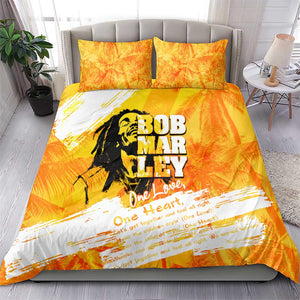 Legend Bob Reggae Afro Bedding Set One Love One Heart Tropical Leaf