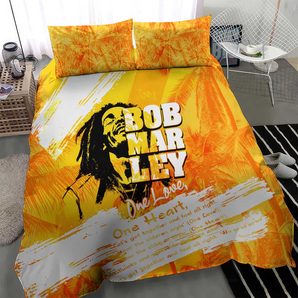 Legend Bob Reggae Afro Bedding Set One Love One Heart Tropical Leaf