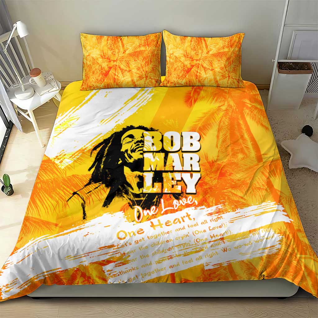Legend Bob Reggae Afro Bedding Set One Love One Heart Tropical Leaf